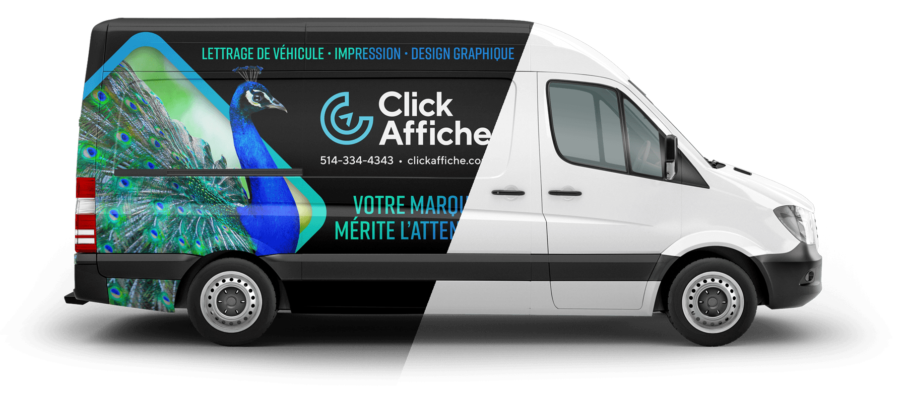 Commercial vehicle lettering Commercial vehicle wrap Click Affiche Inc.
