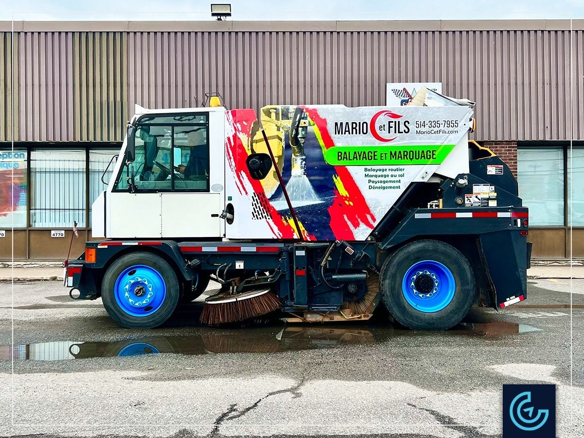 Sweeper Wraps Street sweeper truck wrap on a 2015 Global M4 for the landscaping ...