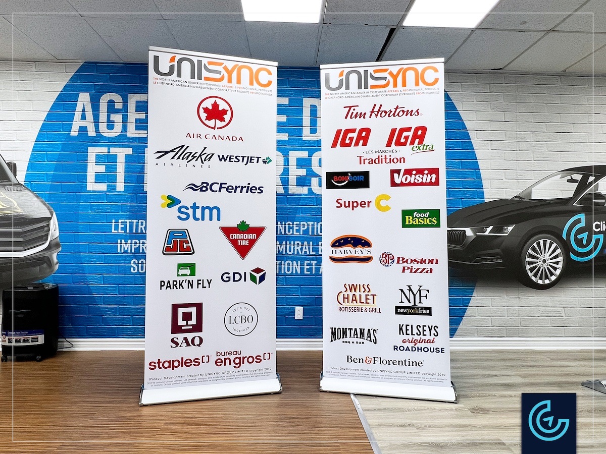 Rollup banners printing and retractable stands UNISYNC Click